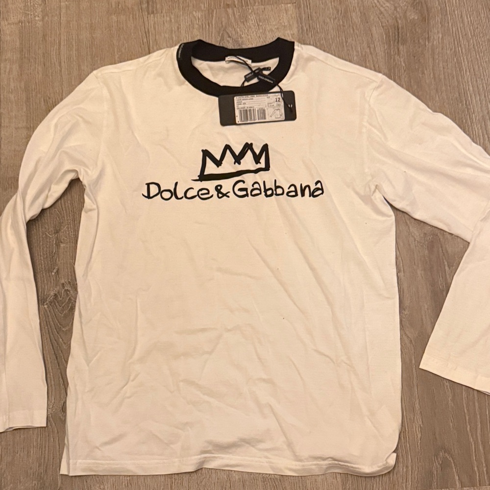 Dolce & Gabbana White Shirt with Black Collar